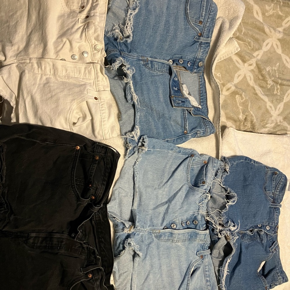 Levi's Women's Jean Shorts - Black, White, Light Blue -5 Pairs